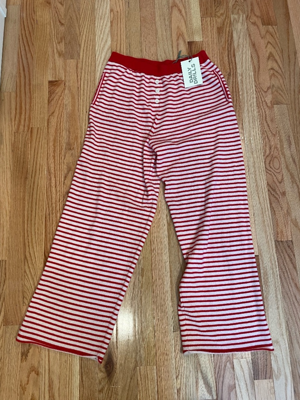 NWT Daily Drills x Strict List Cashmere Resort Pants - Red + White Stripe